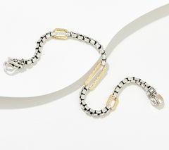 JAI Sterling Silver & 14K Paperclip 3.7mm Box Chain Bracelet, 6-1/4"