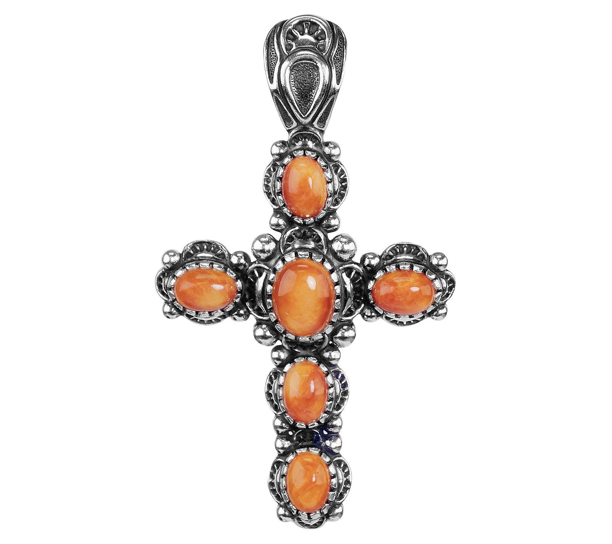 American West Sterling Silver Classics Spiny Oyster Cross Enhance, 2-1/4"