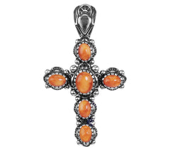 American West Sterling Silver Classics Spiny Oyster Cross Enhance, 2-1/4"