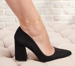 Diamonique Clear Baguette Dangle Anklet, Sterling Silver, 18"