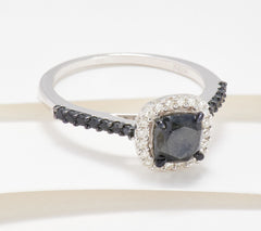 Affinity Diamonds Sterling, Cushion-Cut Black Diamond Ring, Size 7