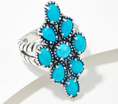 American West Sterl. 9 Stone Sleeping Beauty Cluster Ring, Size 10