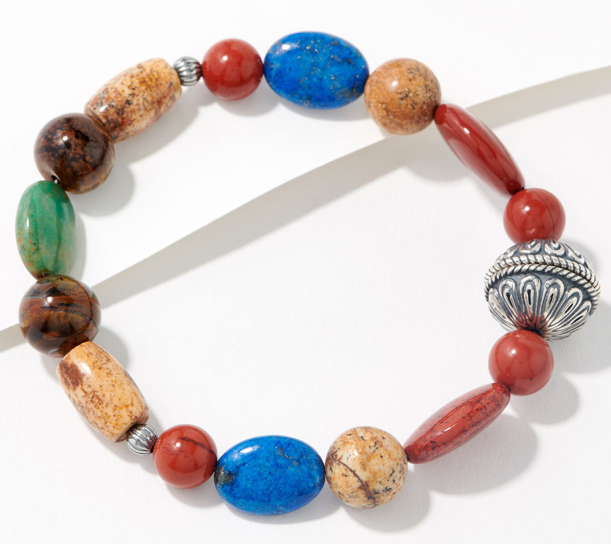American West Sterling Silver Gemstone Bead Magnetic Bracelet, 6-3/4"