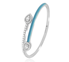 Affinity Diamonds Sterling Silver  0.75 cttw, Blue Enamel Bracelet, 6-3/4"