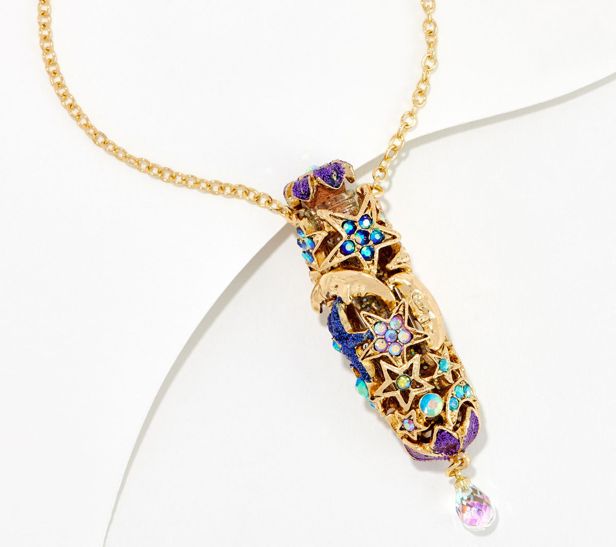 Collar Kirks Folly con vial de polvo Starlight Folly en tono dorado de 82,5 cm