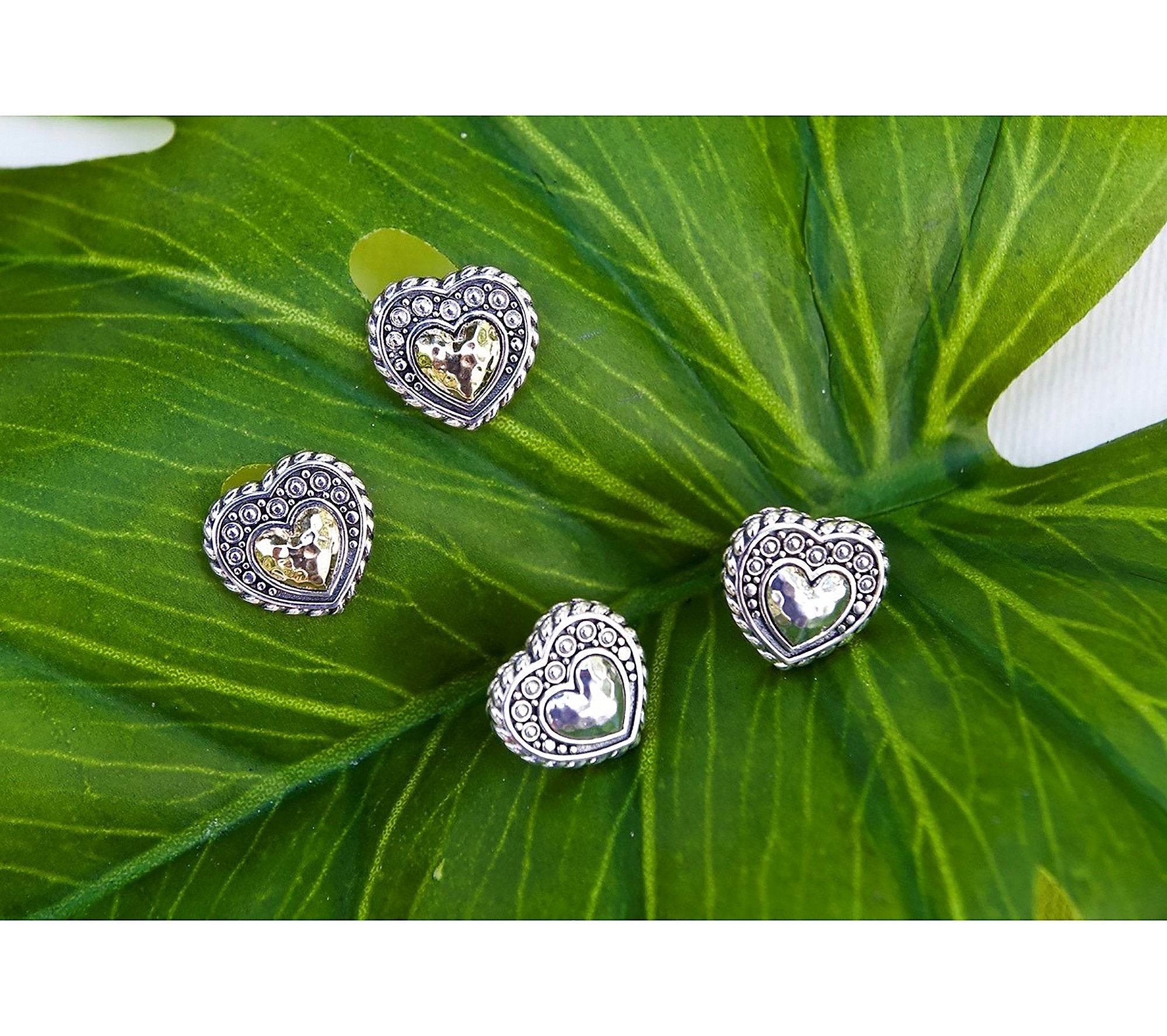 JAI Sterling Silver Artisan Kalahari Heart Stud Earrings