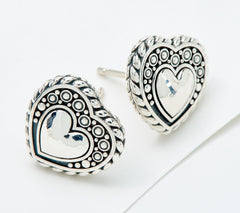 JAI Sterling Silver Artisan Kalahari Heart Stud Earrings