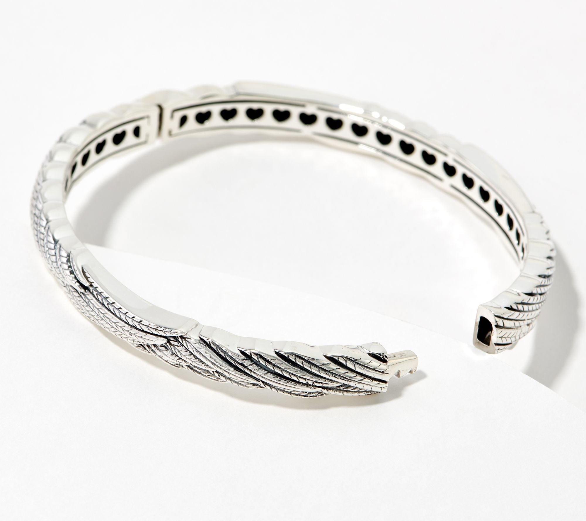 JAI Sterling Silver Carved Feather Heaven Bangle, 7-1/4"