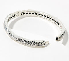 JAI Sterling Silver Carved Feather Heaven Bangle, 7-1/4"
