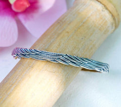 JAI Sterling Silver Carved Feather Heaven Bangle, 7-1/4"