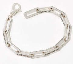 JAI Sterling Silver Textured Paperclip Bracelet, 8"