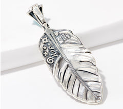 Fritz Casuse Sterling Silver Turquoise Prayer Feather Enhancer, 3"