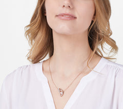 Affinity Gems Sterling Silver Roseclad Morganite & White Zircon Necklace, 18"