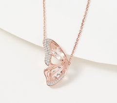 Affinity Gems Sterling Silver Roseclad Morganite & White Zircon Necklace, 18"