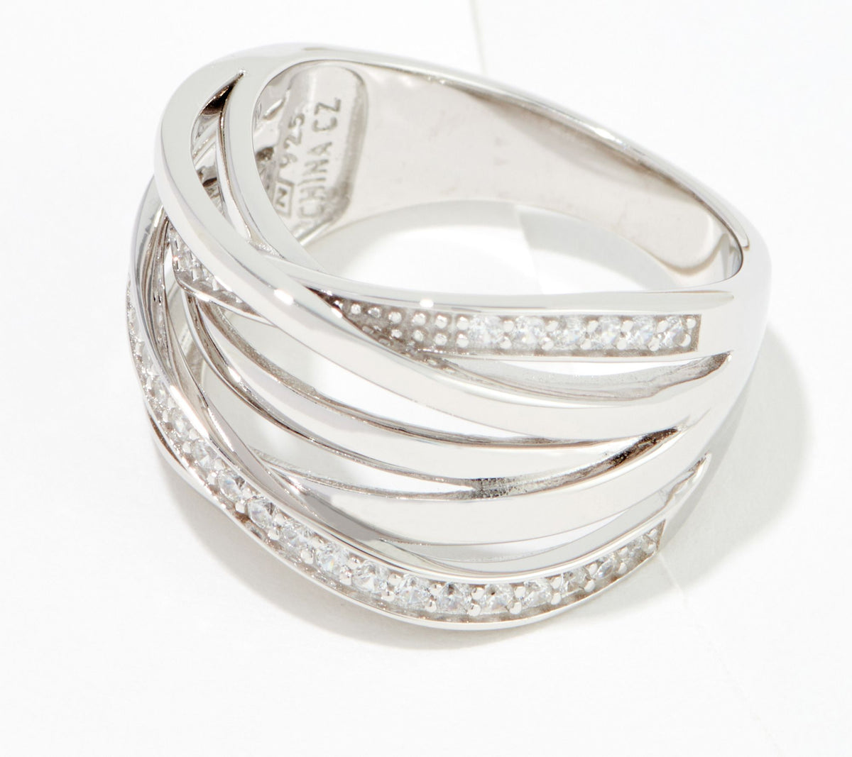 Diamonique  Sterling Silver 35th Anniversary Highway Twist Ring, Size 7