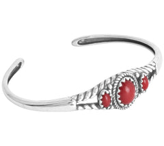 American West Classics Sterling Silver Red Coral Cuff Bracelet, 6-3/4"