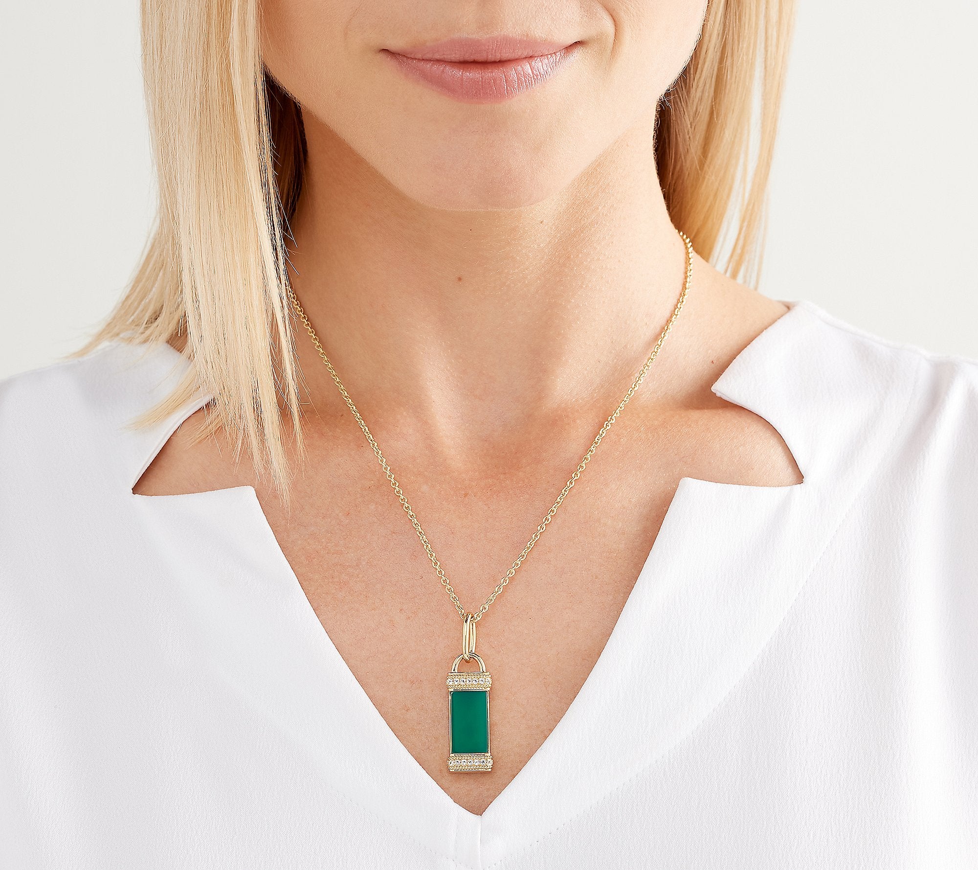 JUDITH RIPKA Green chalcedony Pendulum Pendant, Sterling
