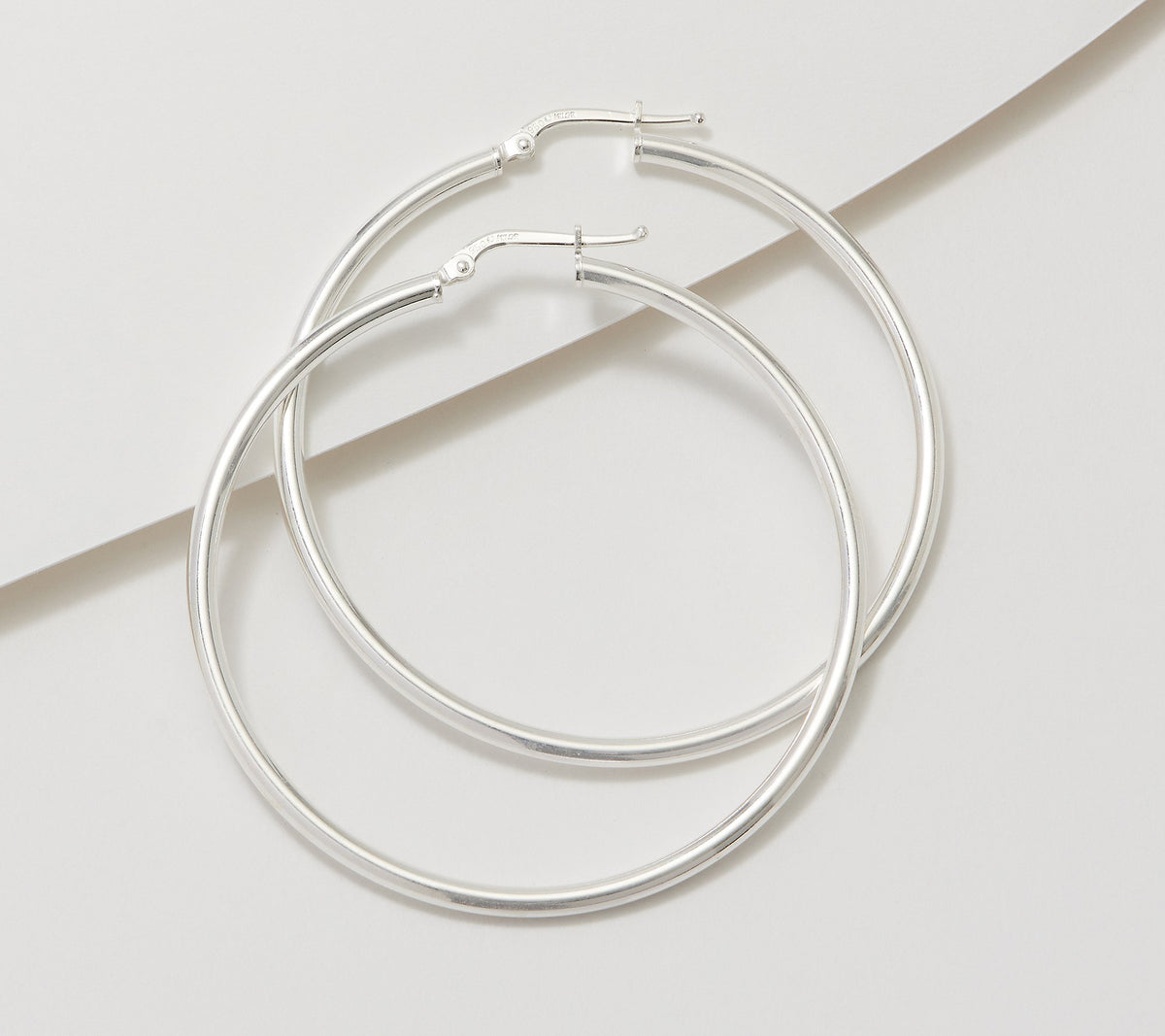 UltraFine 950 Silver 2.5mm 2" Hoop Earrings, Sterling Silver