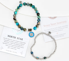 T. Jazelle Gemstone North Star Charm & Affirmation Bracelet Stacker Set, SS Small/Average