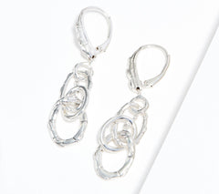 JAI Sterling Silver Bamboo Leverback Earrings, 1-7/8"