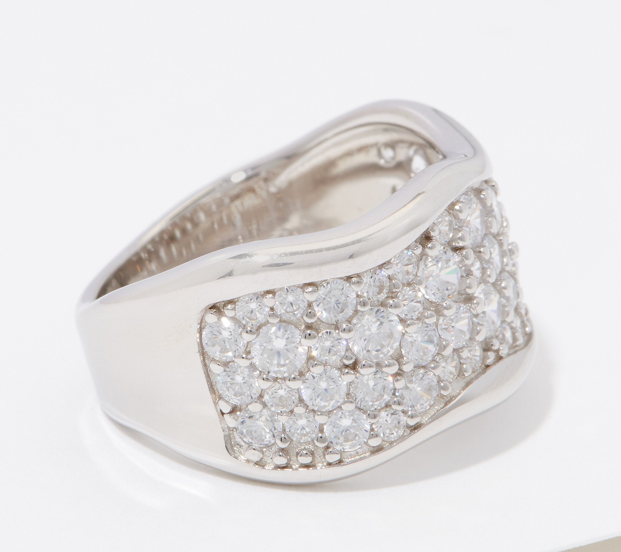 Diamonique Pave Band Ring Sterling Silver Size 6
