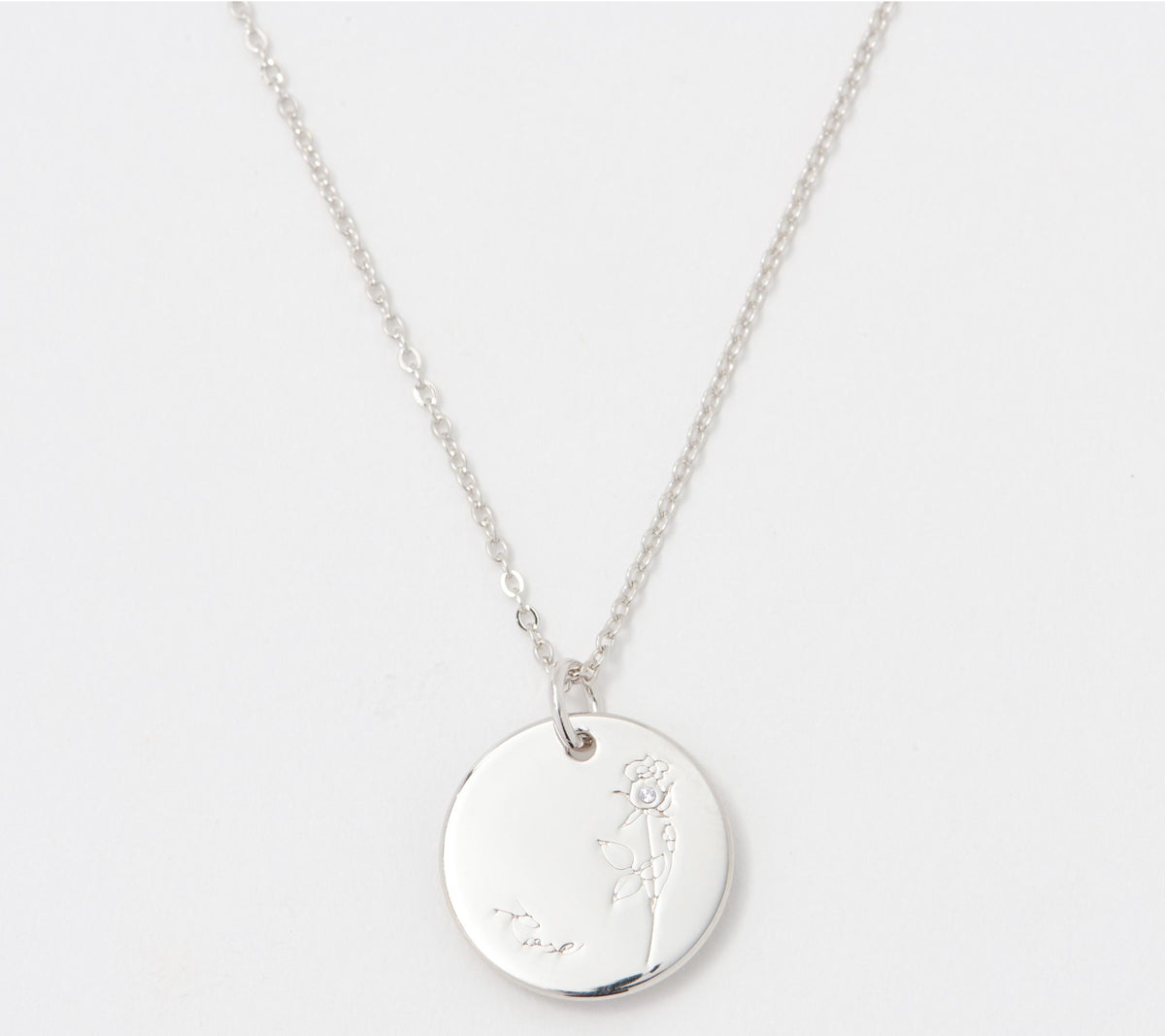 Diamonique Birthflower Pendant Necklace, Sterling Silver, June: rose