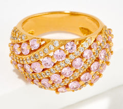 Diamonique Tapered Cluster Ring, Pink & Clear CZ Ring, Size 6
