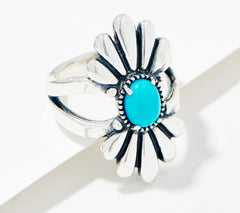 American West Sterling Silver Sleeping Beauty Turquoise Oval Ring Size 7