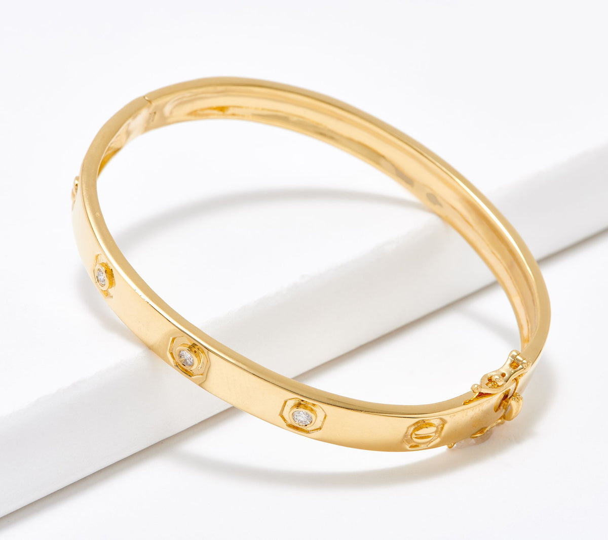 Affinity Diamonds Hinge Bangle, Gold Clad Sterling Silver, Large