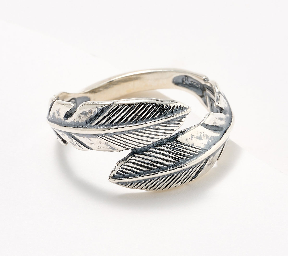 American West Sterling Silver 925 Feather Wrap Band Ring Size 10