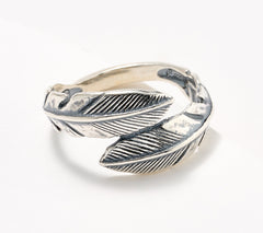 American West Sterling Silver 925 Feather Wrap Band Ring Size 10