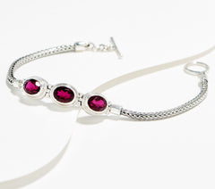 Artisan Crafted Sterling Silver Foxtail Quartz Triplet Bracelet, 7-1/2"