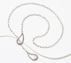 Artisan Crafted Sterling Silver Lariat Paisley Necklace, 22"