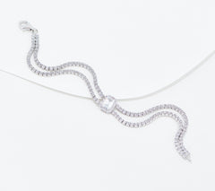 Diamonique Double Row Tennis Bracelet, Sterling Silver, 8"