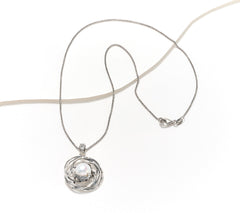 Or Paz Sterling Silver Leaf Cultured Pearl Pendant Necklace