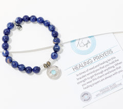 T. Jazelle Larimar Charm Gemstone Beaded Bracelet Sterling Silver, Healing Prayers, Small/Average