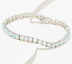 Affinity Gems Ethiopian Opal Cushion Cut Tennis Bracelet 8" Sterling Silver