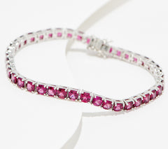 Affinity Gems Cushion Cut Rhodolite Gemstone Tennis Bracelet, Sterling Silver 7-1/4"