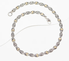 Artisan Crafted Sterling Siver & 18K Gold Accents Scrollwork Necklace, 18"