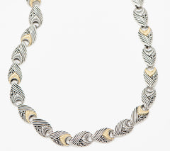 Artisan Crafted Sterling Siver & 18K Gold Accents Scrollwork Necklace, 18"