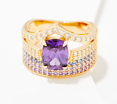Diamonique x Kathy Levine Sterling Silver Goldclad Purple Majesty Ring, Size 8