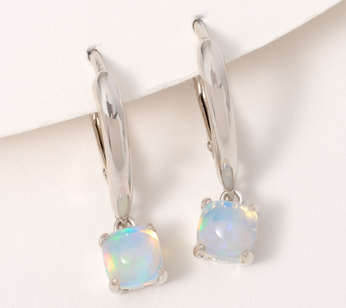 Affinity Gems Ethiopian Opal 5mm Cushion Cut Lever Back Earrings