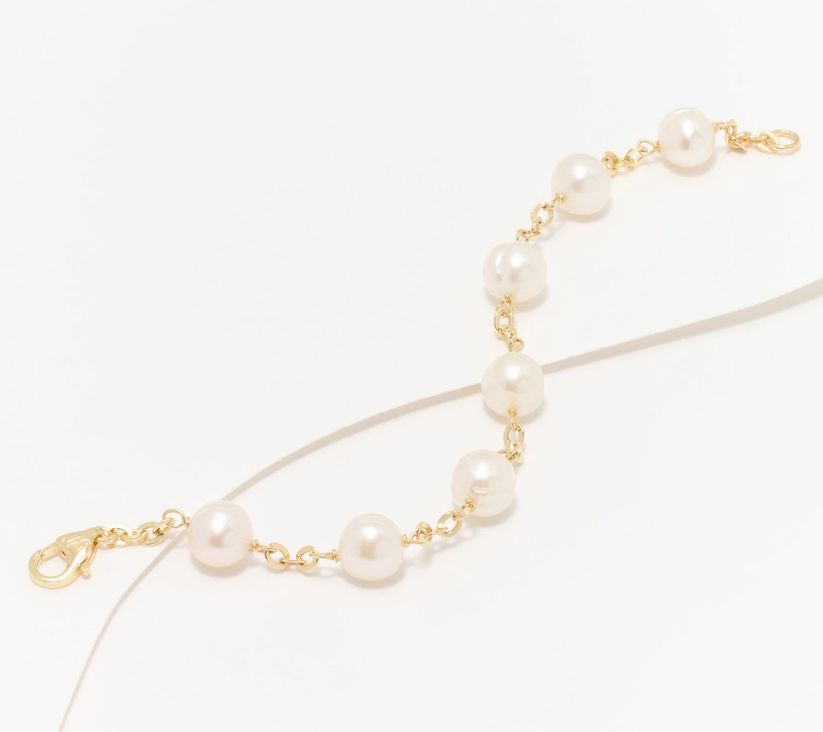 Honora Sterling Silver Goldclad White Cultured Pearl Forzatina Station Bracelet, 7-1/4"; 6-3/4"fit
