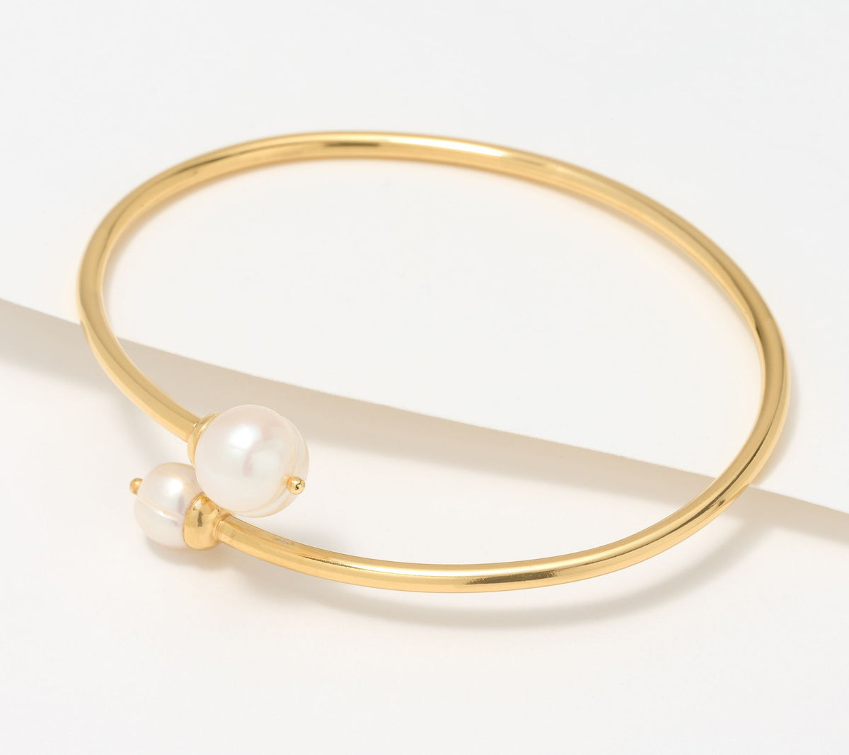 Honora Sterling Silver Goldclad Cultured Pearl Contrarie Wrap Bangle, 7-1/4"