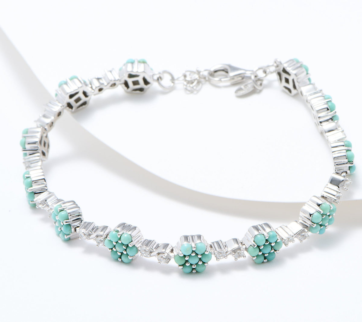 Affinity Semi Precious Turquoise Stone Bracelet, Sterling Silver, 8"