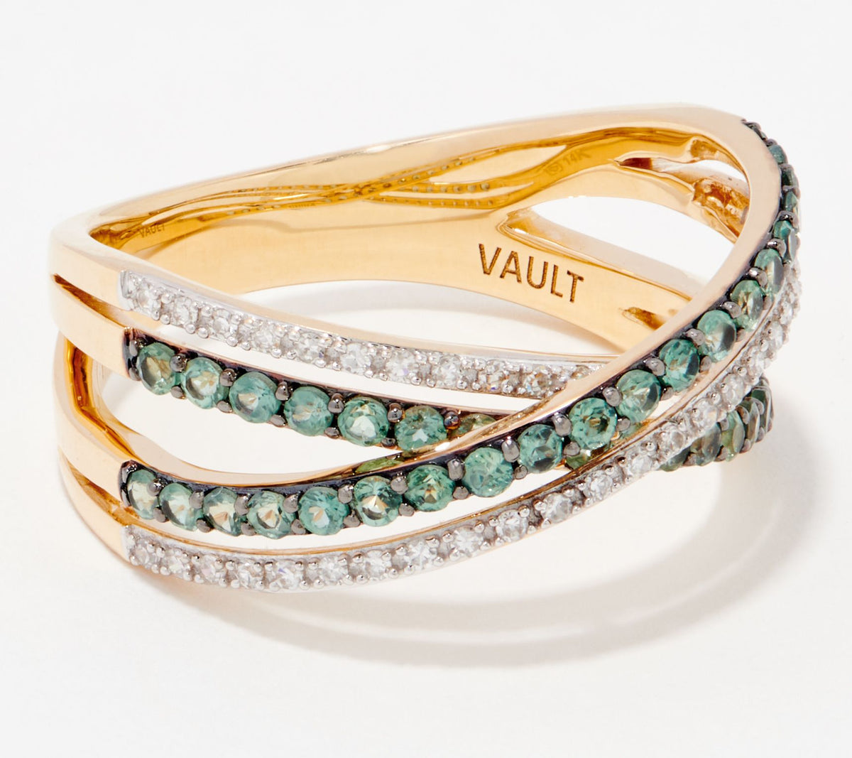 Vault Discoveries 14K Yellow Gold Alexandrite Crossover Ring, Size 7