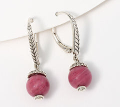 JAI Sterling Silver Gemstone Bead Lever Back Earrings