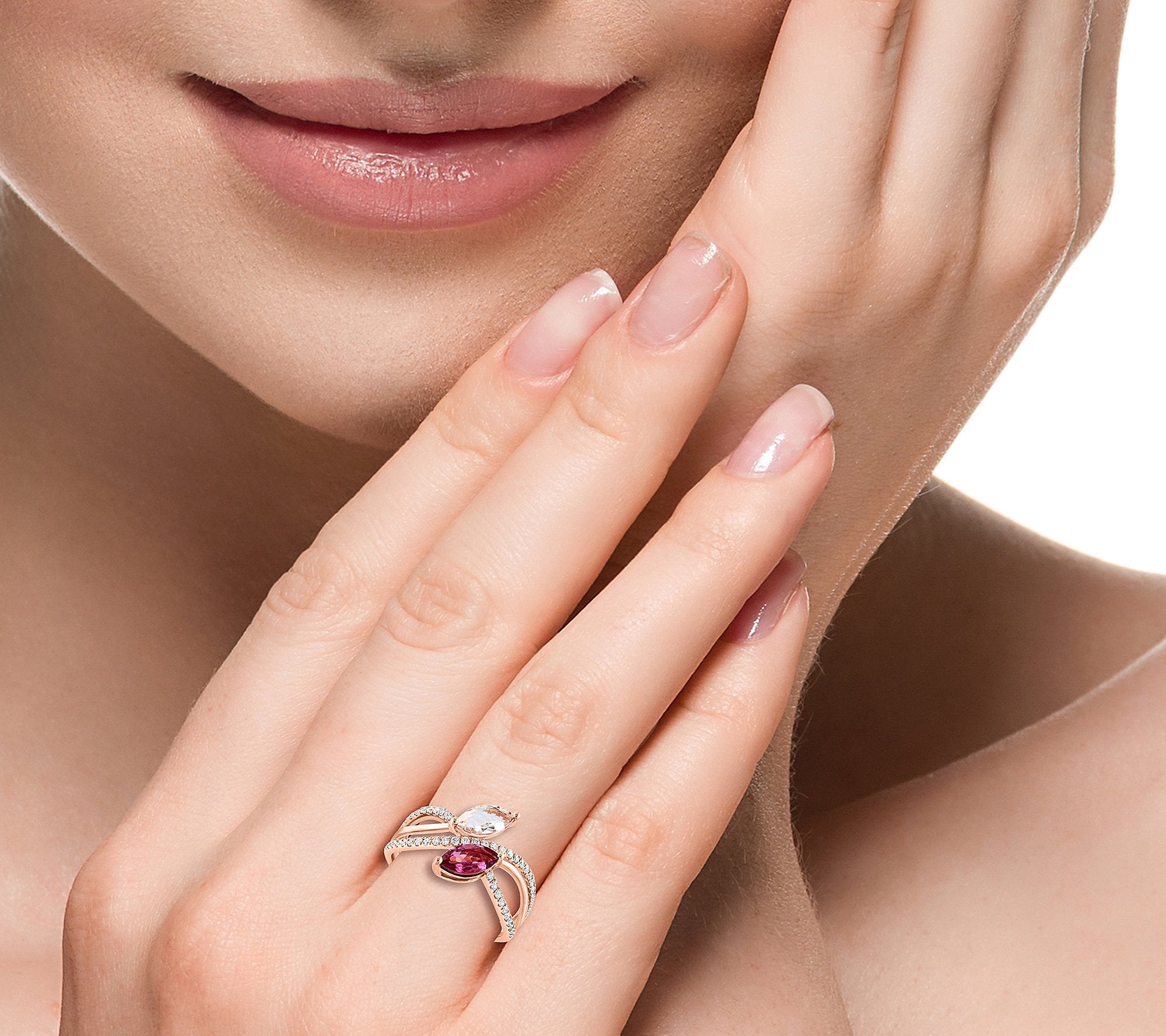 EFFY Infinity Glam Gemstone & Diamond Woven Ring, 14K Rose, Sz 10