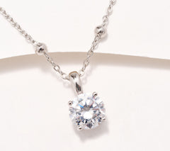 Diamonique Choice of Round-Cut Solitaire Necklace, Sterling Silver