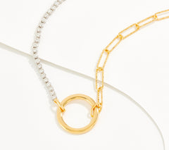 Affinity Sterling Silver & Goldclad Diamonds Tennis and Paperclip Necklace, 18"